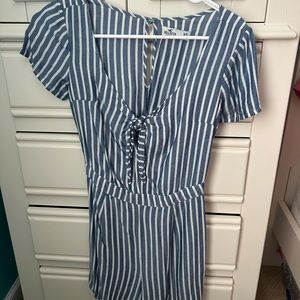 Blue and White striped romper